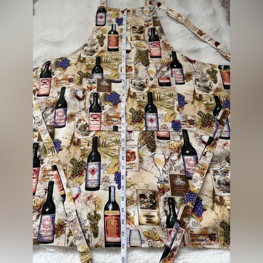 mou designs Wine Glass & Bottle Kitchen Cotton Apron-Fun Barware / Chef Cooking - Picture 11 of 11